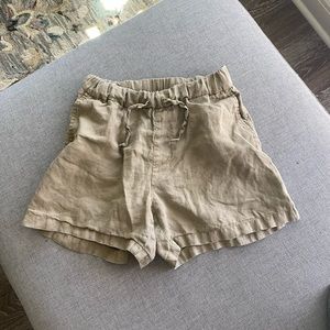 MUJI | Tan linen drawstring shorts